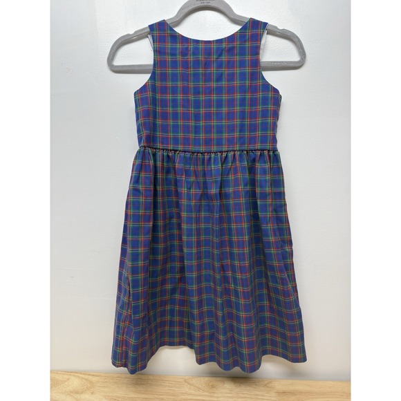 Kelly's Kids plaid jumper dress Embroidered Dress blue red yellow Size 7 #61 - Picture 4 of 7